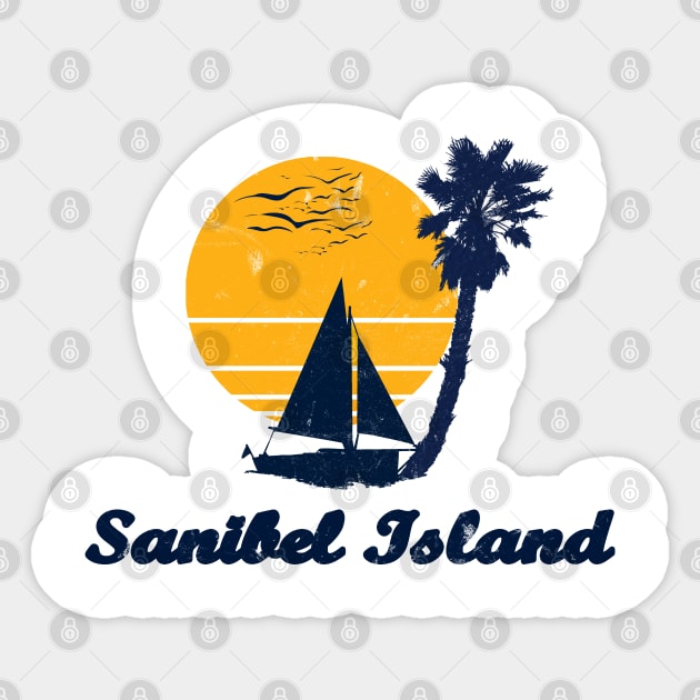 Sanibel Island. Sunset Palm Tree Sailor Bot Summer Design Sticker by FromHamburg